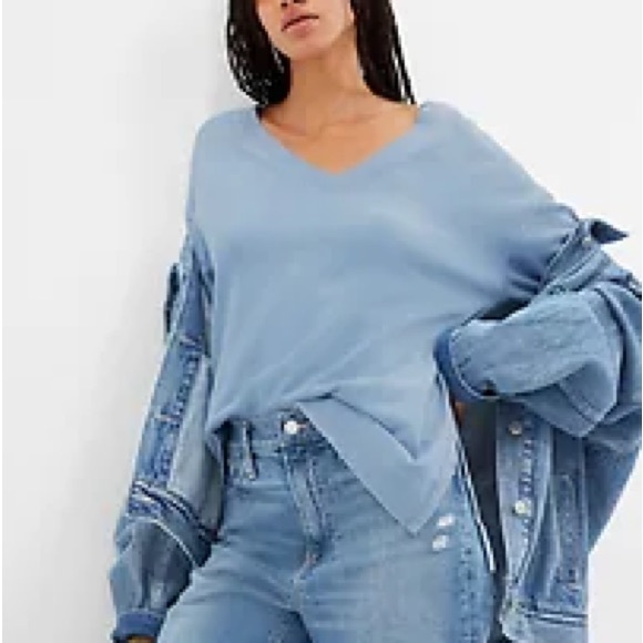 NWT GAP Crewneck Tunic Sweater COLOR blue mineral wash - Picture 2 of 6
